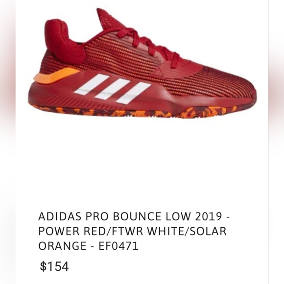 NWT Adidas Pro Bounce 2019 Low Cut EF0471 Basketball Red/white Sneakers Size 11 - Picture 12 of 14